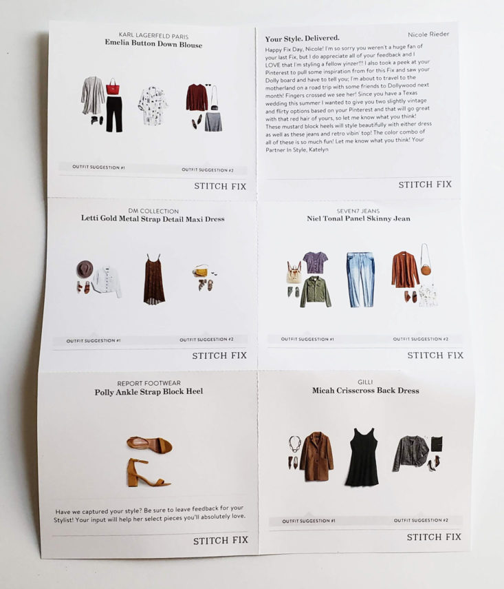 Stitch Fix Plus Size Clothing Box Review March 2019 – Information Sheet Top