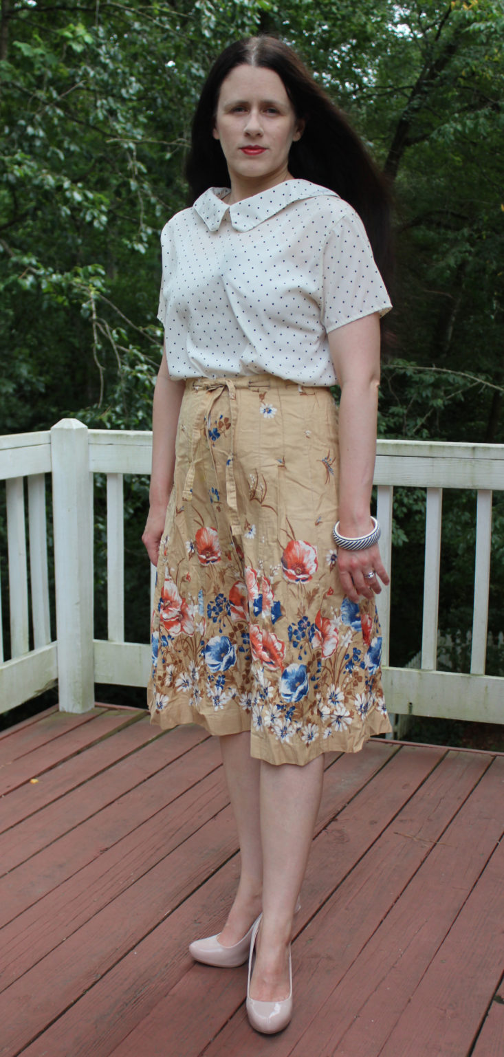 CHC Vintage Outfit June 2019 - Floral Skirt and Polka Dot Blouse