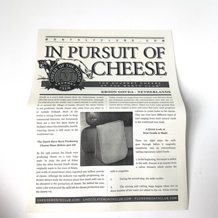 Gourmet Cheese June 2019 newsletter gouda 1