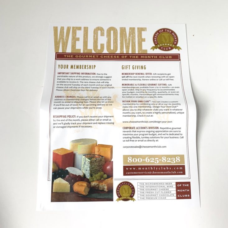 Gourmet Cheese June 2019 welcome