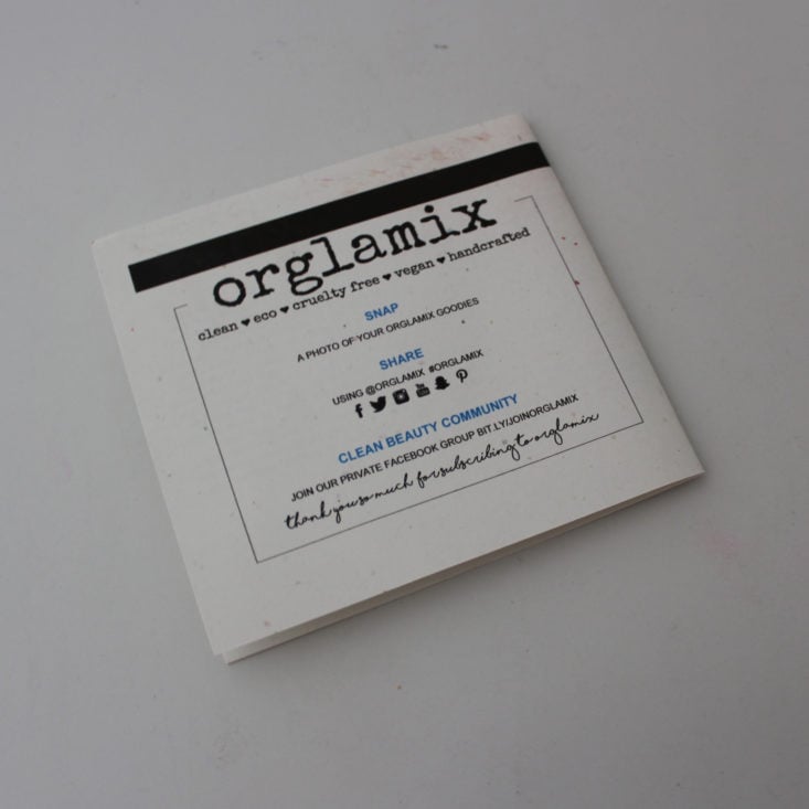 Orglamix Box June 2019 - Booklet Back Top