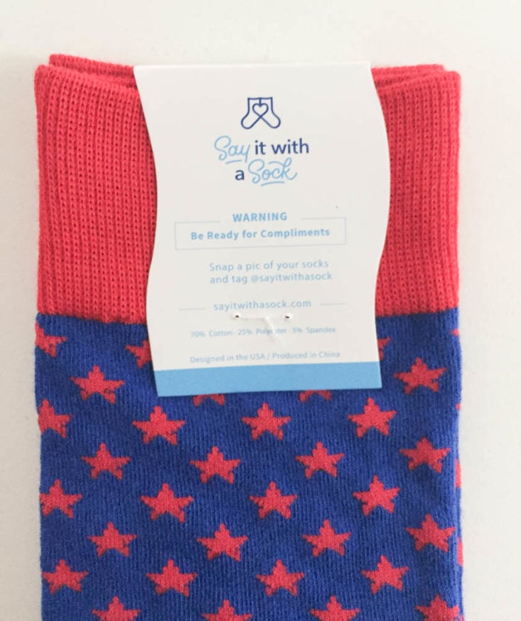 Say It With A Sock Men’s Two Pair June 2019 - Men’s Star Spangled Socks With Lable Top