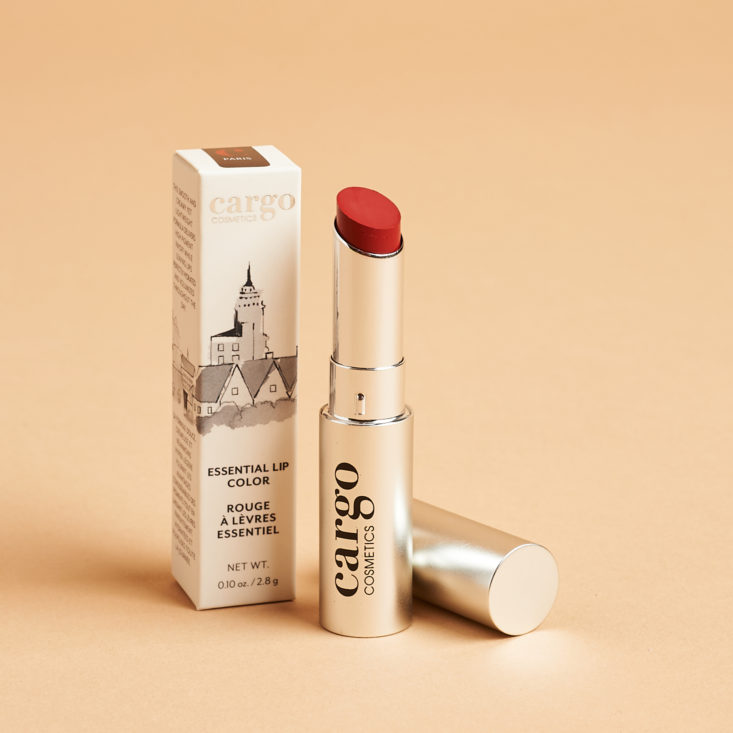 silver tube of red cargo lipstick
