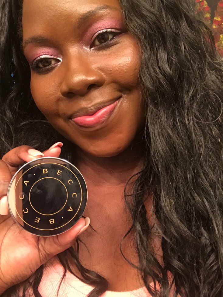 Boxycharm Makeup Tutorial Subscription Box August 2019 - Holding Up The Becca Setting Powder Front