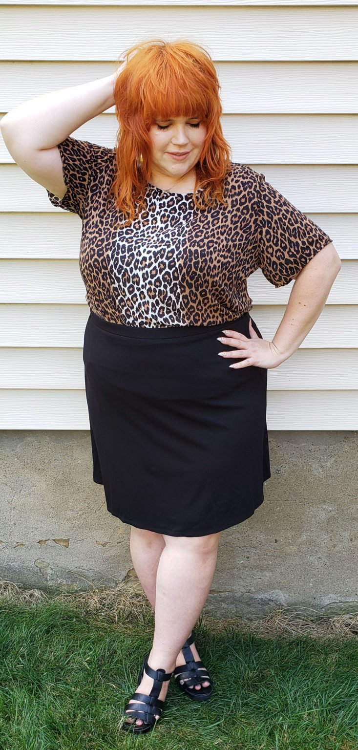 Dia & Co Subscription Box July 2019 - Model Wearing Aster A-Line Skirt Front Front