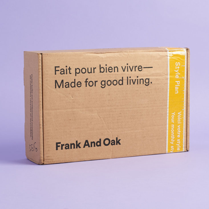 box of products for my frank and oak review