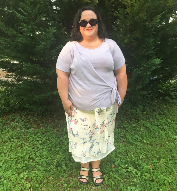 My Fashion Crate Subscription Review July 2019 - Ivory Floral Skirt 1 Front