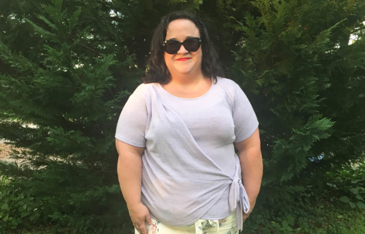 My Fashion Crate Subscription Review July 2019 - Lavender Tie Waist Blouse 1 Front