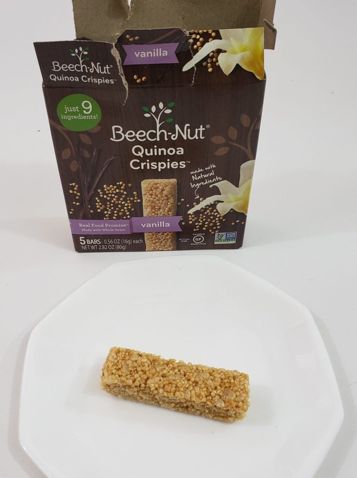 Snack With Me August 2019 - Beech-Nut Quinoa Crispies In Plate Top