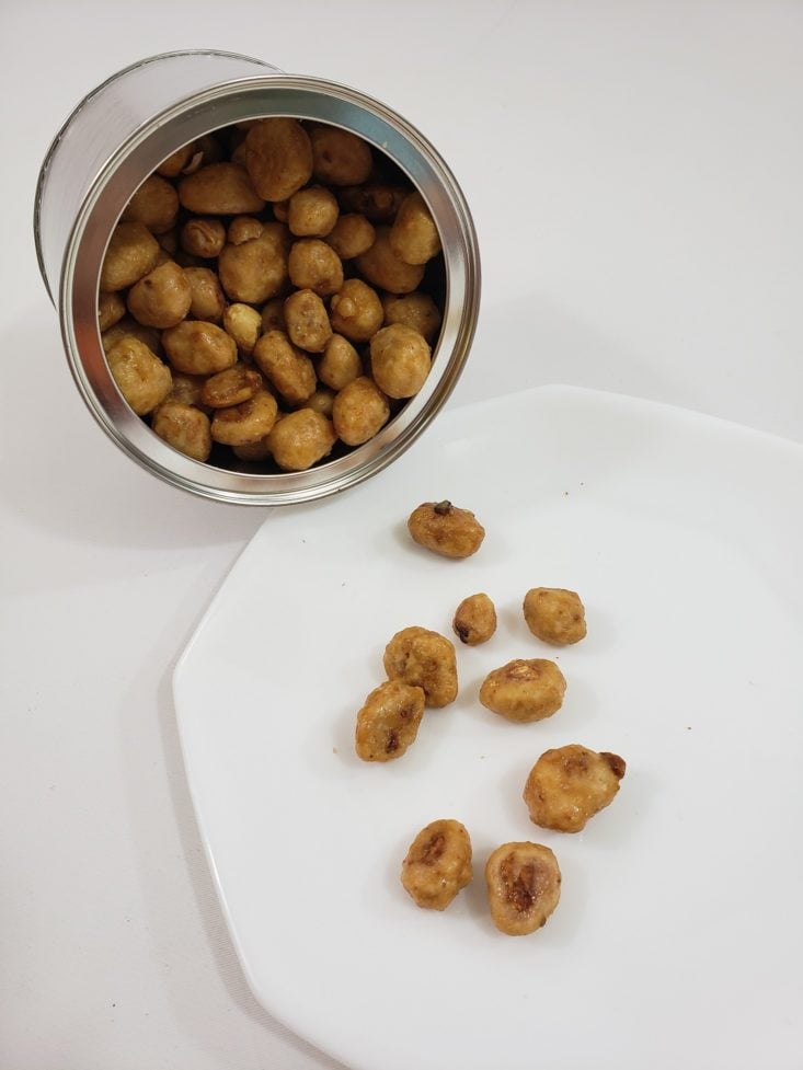Snack With Me August 2019 - Butter Toffee Peanuts Opened And In Plate Top