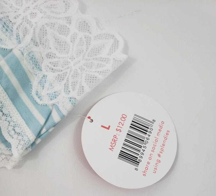 Splendies July 2019 - Blue and White Striped Panties With Price Tag Top