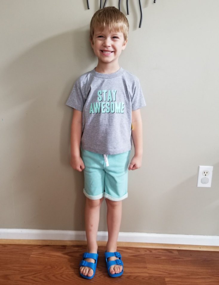 Stitch Fix Kids Boys Awesome tee & Mint Shorts modeled