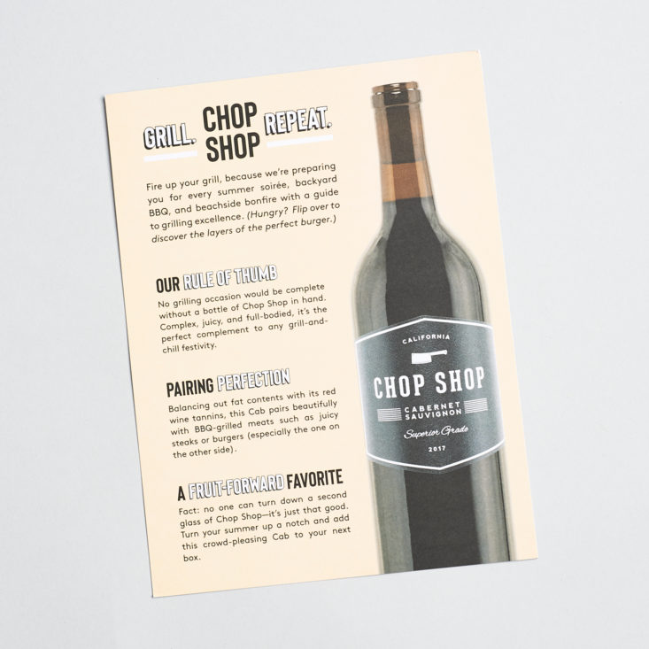 chop shop wine info card
