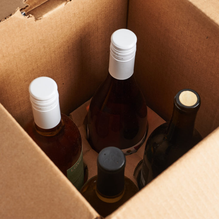 interior view of the packaged wines in their box