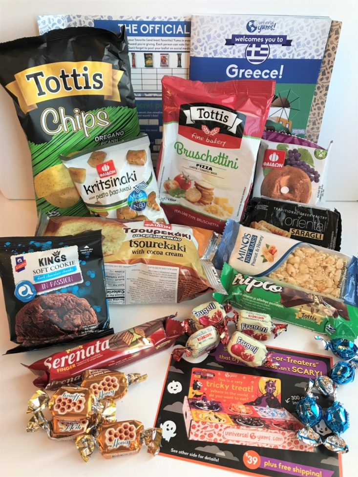 Universal Yums Subscription Box September 2019 - All Content Top