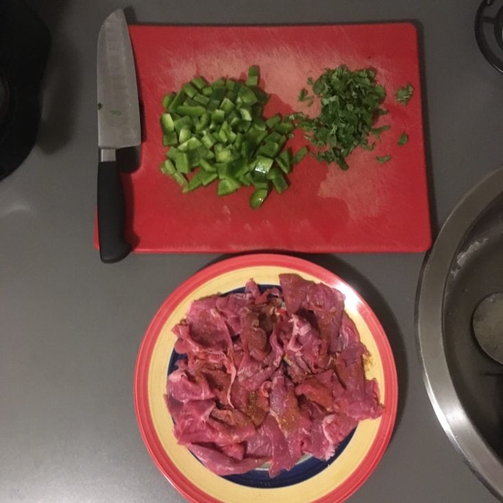 steak and rice bowls prep work