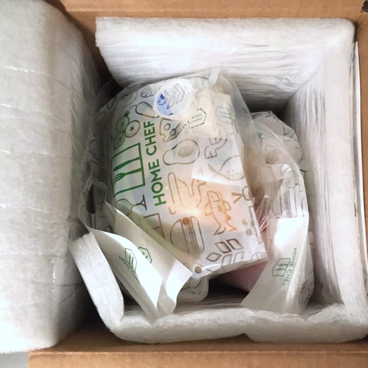 interior view of box showing insulation and ingredients bags