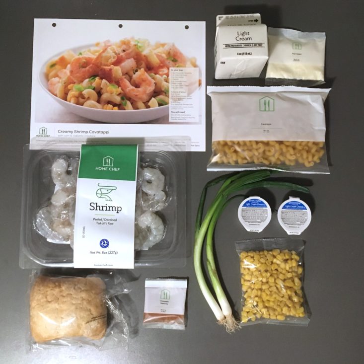 shrimp pasta ingredients laydown