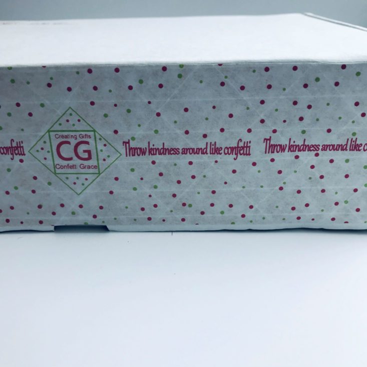 Confetti Grace Nov/Dec 2019 side view of box