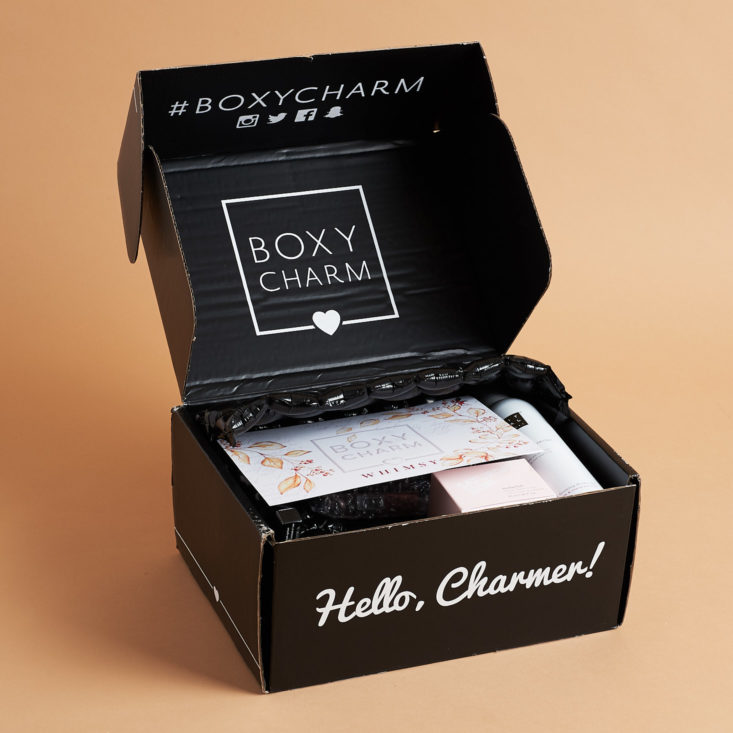 open black boxycharm branded box